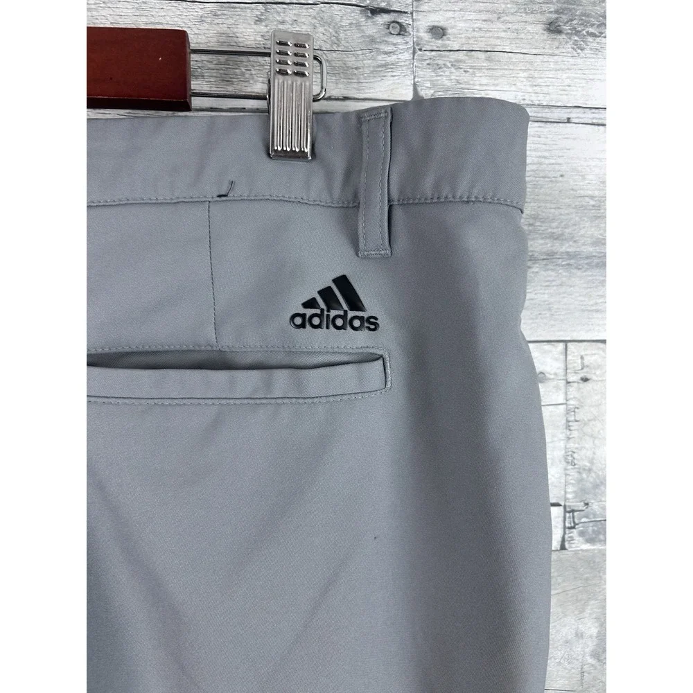 Adidas Mens Grey Flat Front Golf Pants 36x32 Recycled Polyester Performance